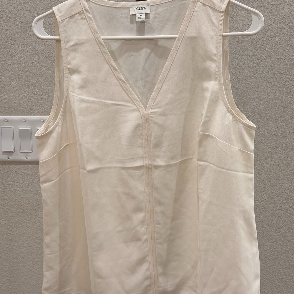 J.Crew Sleeveless Ivory V-Neck Blouse – Size M